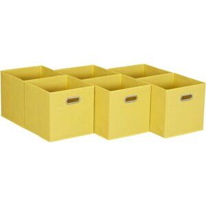 New Yellow]Fabric Storage Bins with Handle, Bright (Pack of 6)